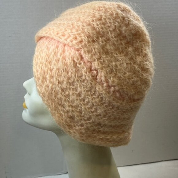 VTG Wool Woven Light Peach Colored Head Wrap Hat Made in Italy - Picture 2 of 8